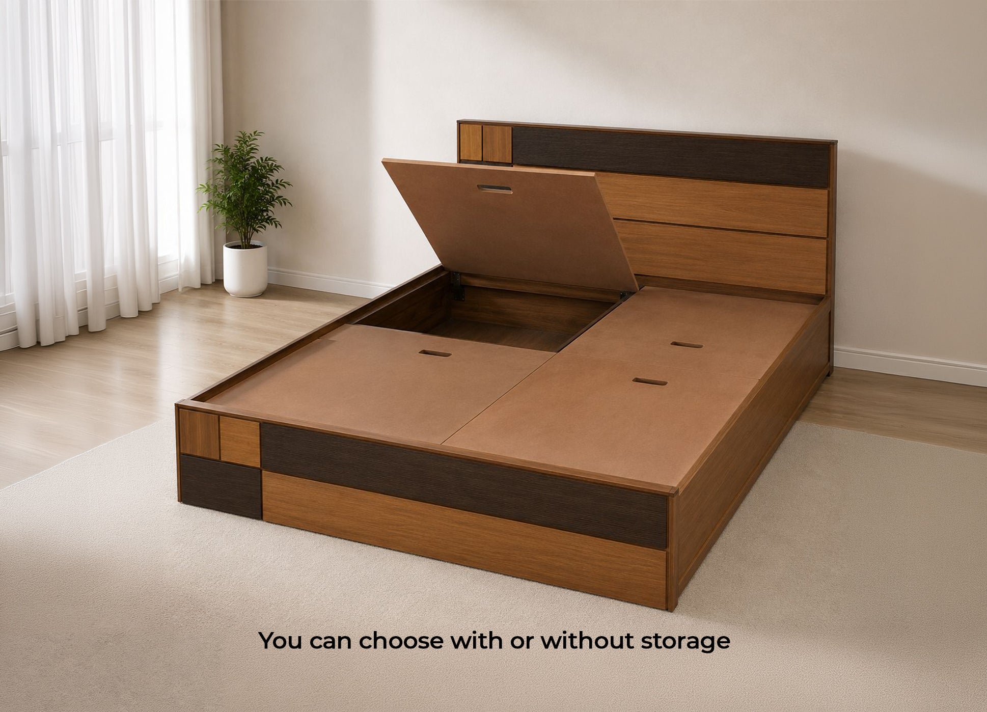 4 Square Natural Teak Wood Cot