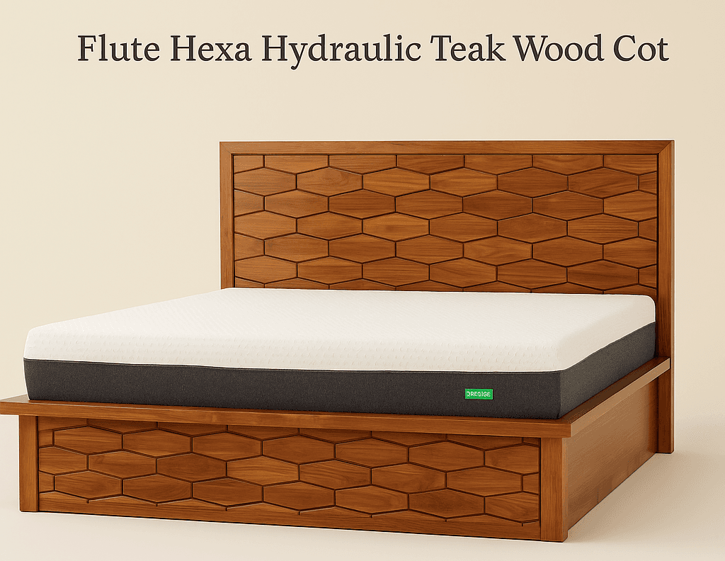 Hexa Hydraulic Teak Wood Cot