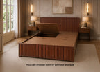 Flute Natural Teak Wood Cot
