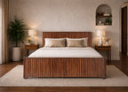 Flute Natural Teak Wood Cot