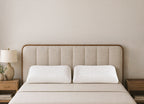 Morning Owl Contour Natural Latex Pillow – Two Pillows on Bed in Bedroom Lifestyle Photo – Best Orthopedic Pillow India