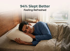 Man Sleeping Comfortably on Morning Owl Latex Pillow – 94% Customers Slept Better
